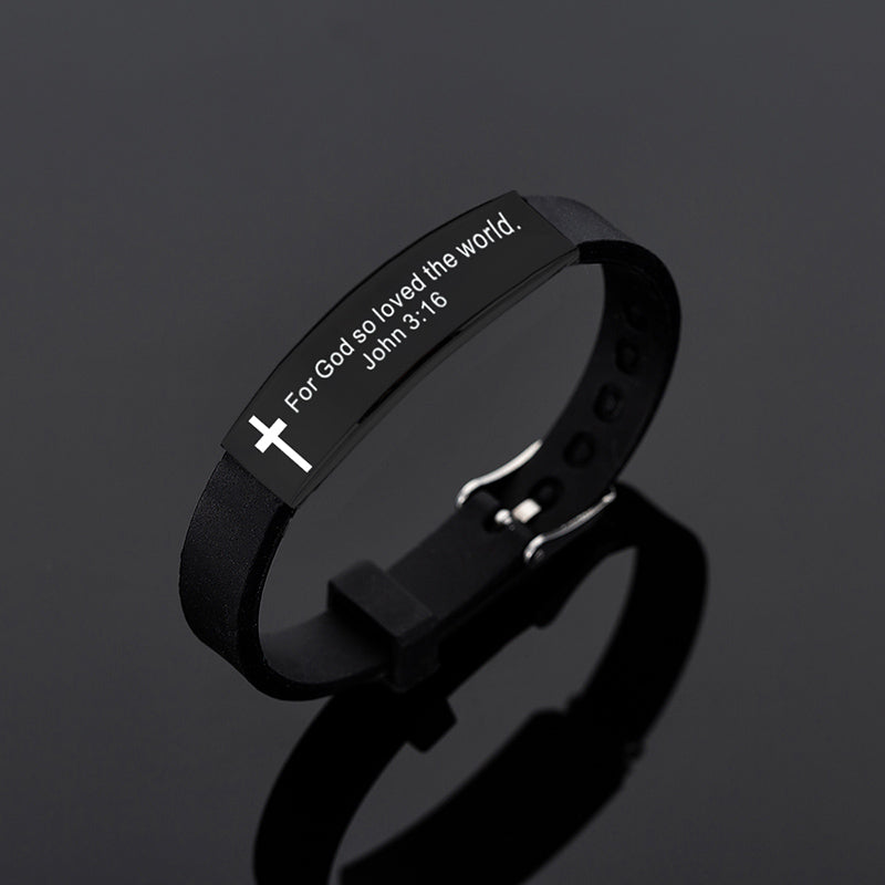 Cross Bible Verse Stainless Steel Bracelet Bangle - Round Up Entrepreneur