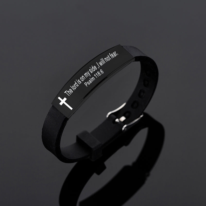 Cross Bible Verse Stainless Steel Bracelet Bangle - Round Up Entrepreneur